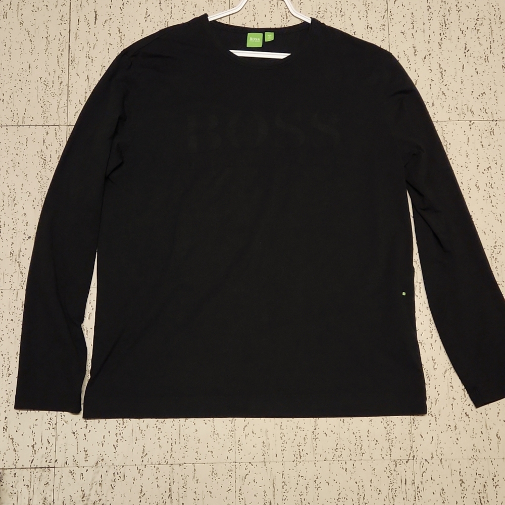 Hugo Boss Deep Black Spellout Logo Long Sleeve Tee